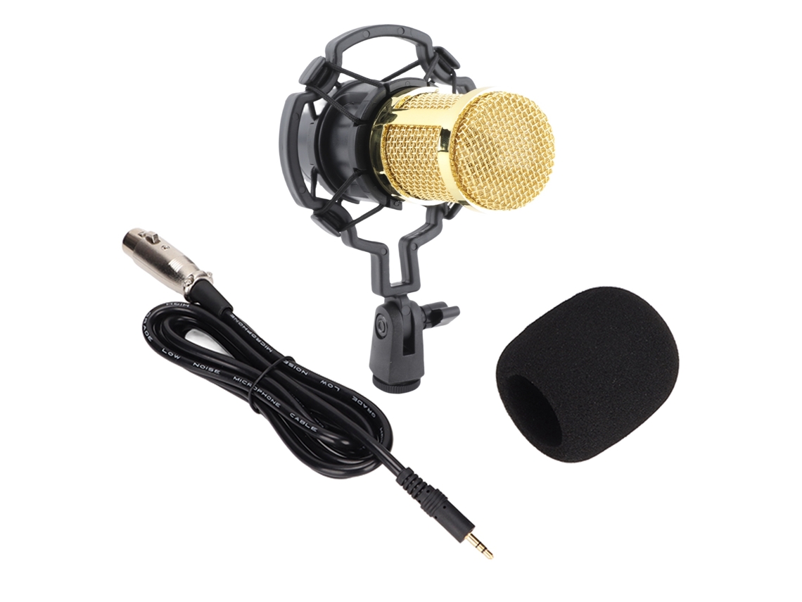 Micrófono De Condensador Profesional Con Cable Xlr A 3,5 Mm Y Soporte Antivibración Para Pc/portátil - Negro/dorado