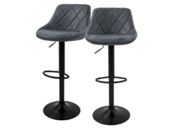 Conjunto de 2 Bancos de Bar com Estofo em Pele Sintética Antracite com Encosto e Apoio para Os Pés Reguláveis em Altura 62-82 Cm ML-DESIGN