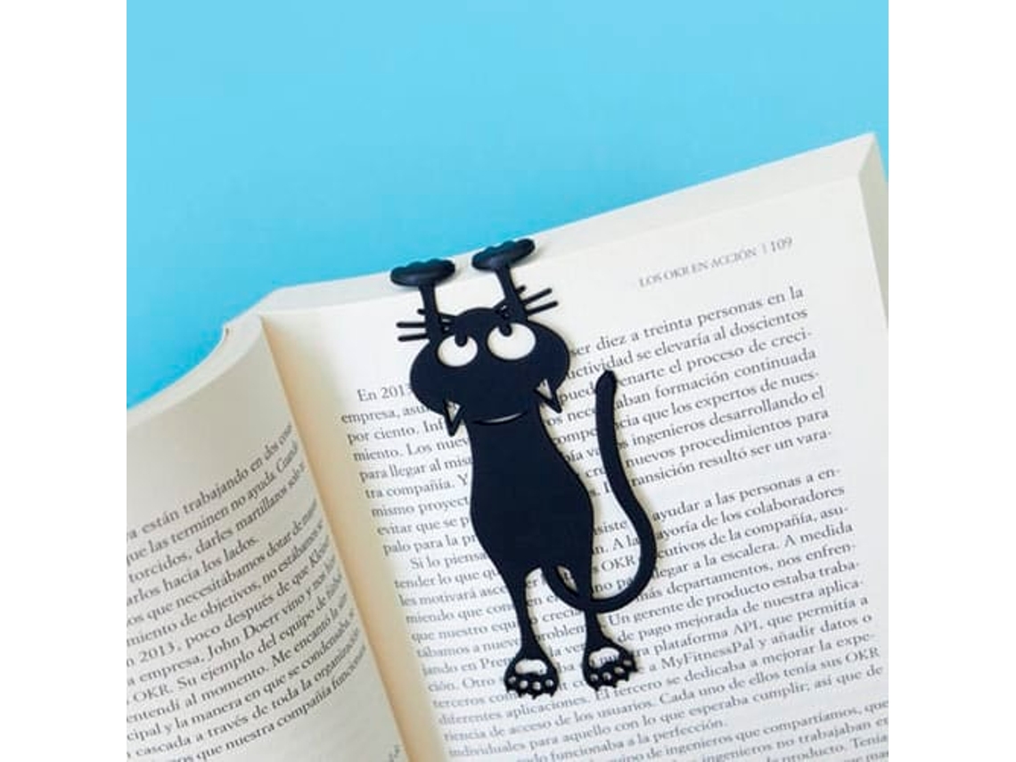 Marcapáginas de gato curioso de metal negro para libros de cocina y lectura, bonito marcador de posición Balvi