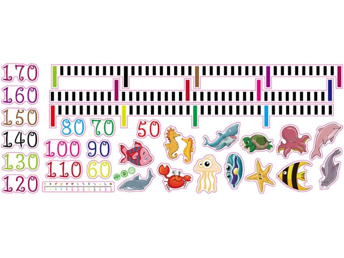 Adhesivo Pared Medir Altura Niños Niñas Tabla Crecimiento Pvc Impermeable Decoración Animales Marinos Dibujos
