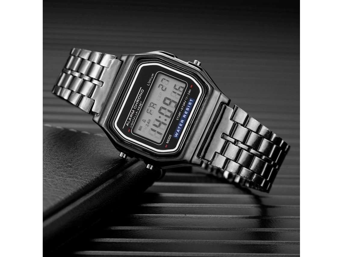 Reloj deportivo digital MDUG para hombre (negro) de acero inoxidable con pantalla LED.