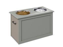 Comedero grande para perros 2x2000ml con almacenamiento oculto 60x30x41 Gris