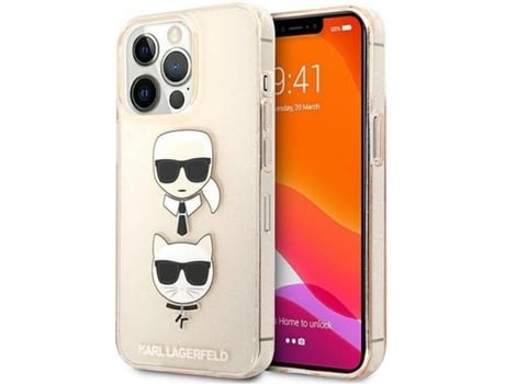 Carcasa Apple KARL LAGERFELD iPhone 13, 13 Pro Glitter 79 Dorado