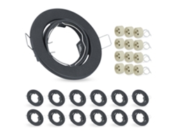Kit de 12 focos LED empotrables GU10 redondos orientables a 30° con marco cromado para halógeno y casquillo. Ideal para el centro de... Nettlife