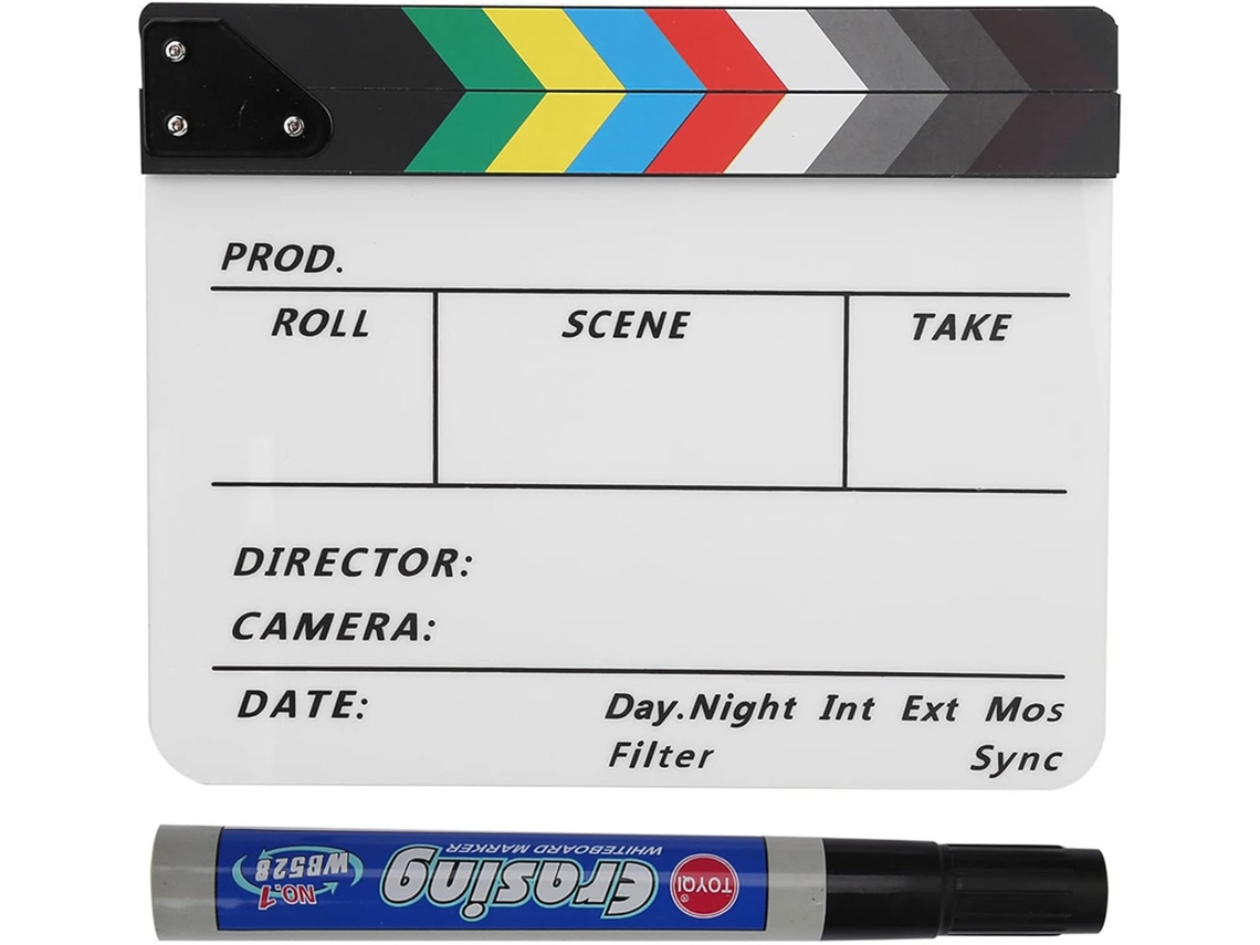 Claqueta De Acrílico Para Director De Escenas De Televisión Y Películas. Corte De Pantalla.