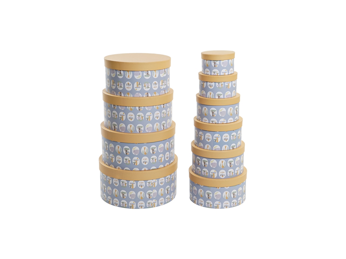 Set 10 Caja Carton Redonda Azul 37,5x37,5x18cm