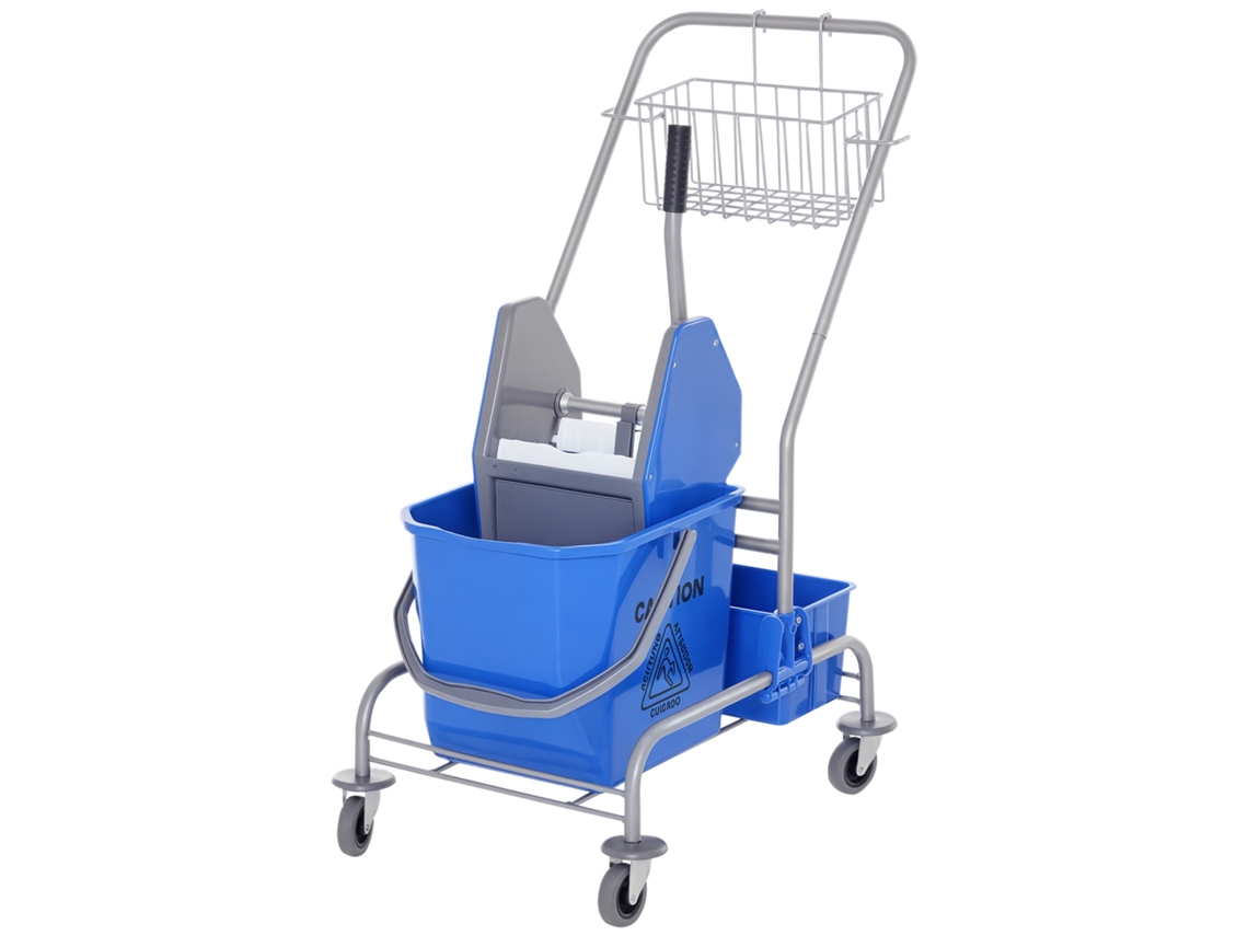 Carro De Limpieza 25l Con 4 Ruedas, Plástico, Azul