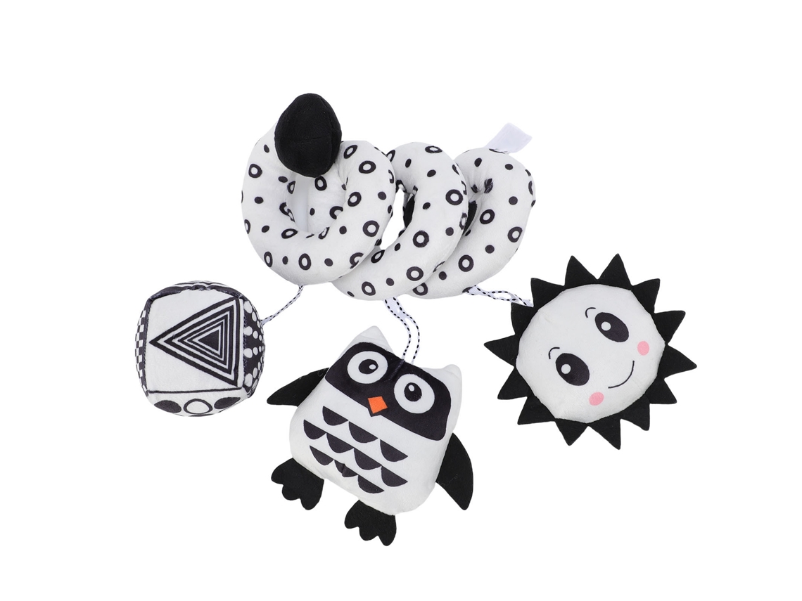 Mali brinquedo Pendurado para Cama e Carrinho de Bebê Coruja Preto e Branco com Sineta