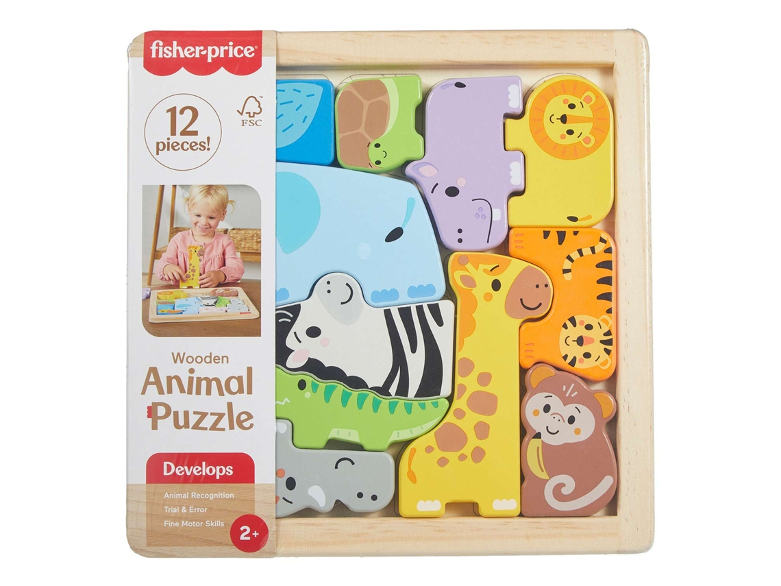 Rompecabezas de animales de madera Fisher Price Mattel JFG10