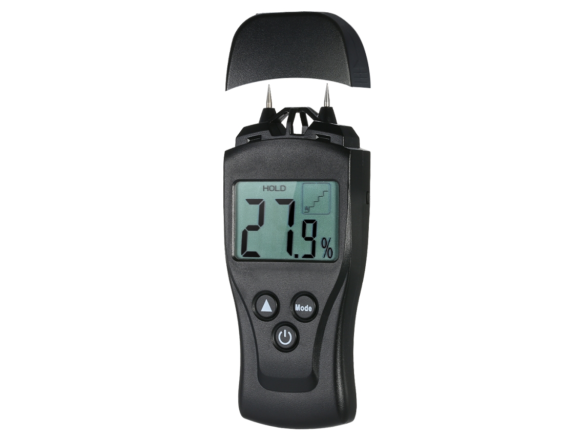 Medidor de humedad digital LCD para madera, paredes, hormigón y plantas con sonda de 2 pines 0% 54%