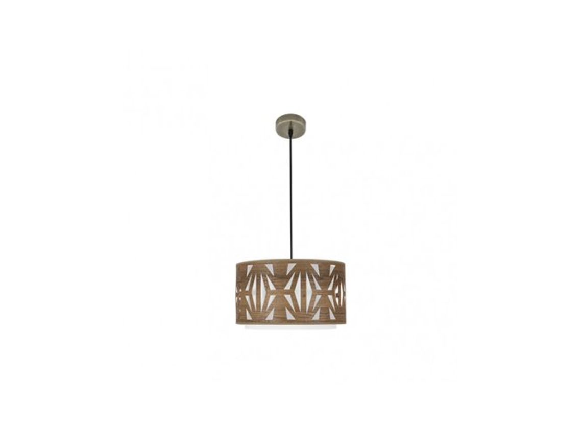 Lámpara colgante Katerina 1xe27 Cuero/Madera oscura Regx40x40 Cm Fabrilamp