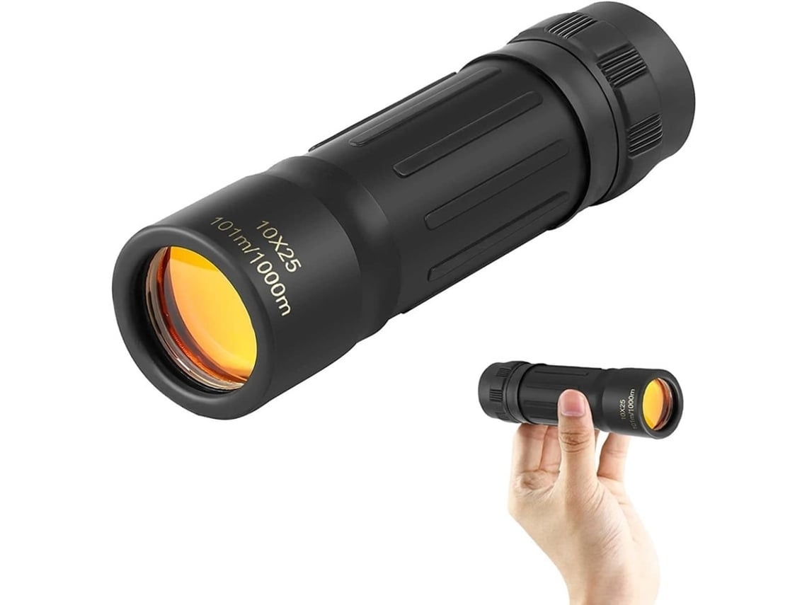 Telescópio Monocular 10x25 Monocular Compacto E Leve Para Observação De Pássaros Caça Acampamento Viagens Preto Facpoet