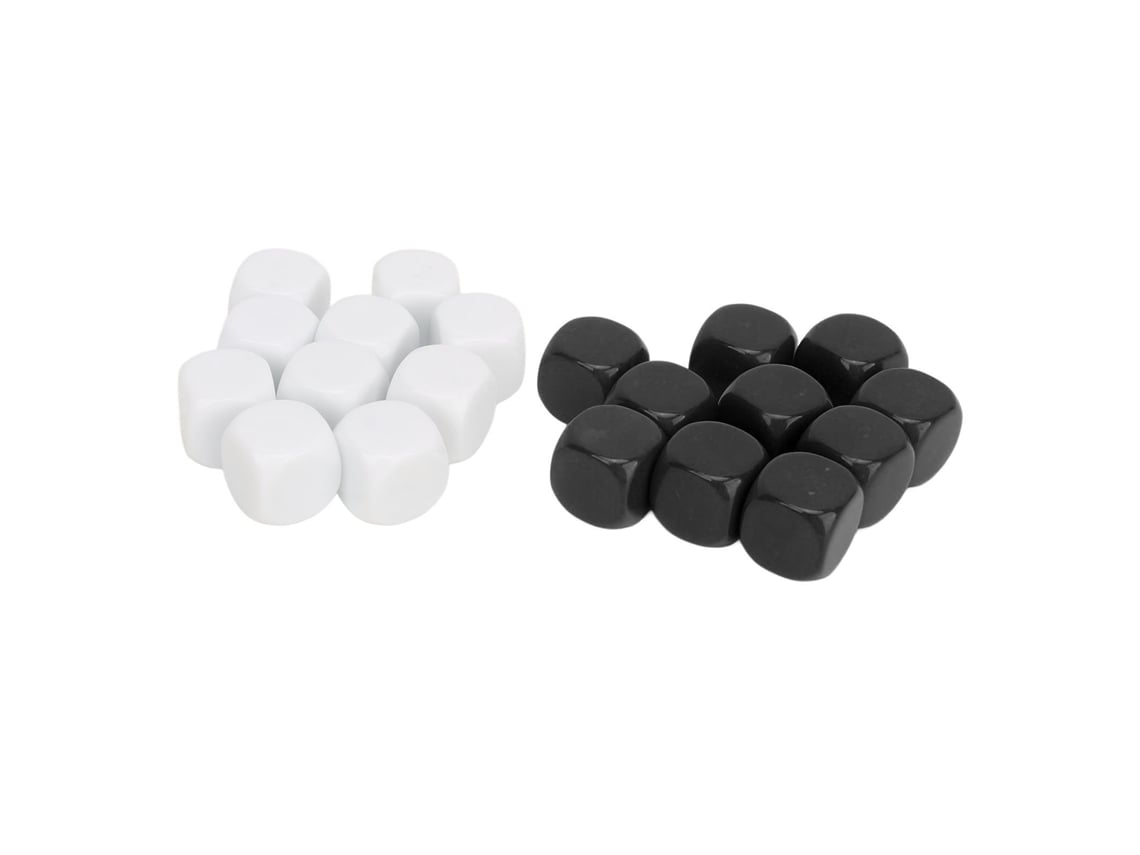 2026-20 Dados Diy Adhesivos En Plástico Durable Con Esquinas Redondeadas Superficie Lisa Blank Para Enseñanza Blanco Y Negro