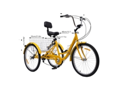 Triciclo para adultos, ruedas de 24 pulgadas, altura del asiento ajustable, 7 marchas, amarillo OEM