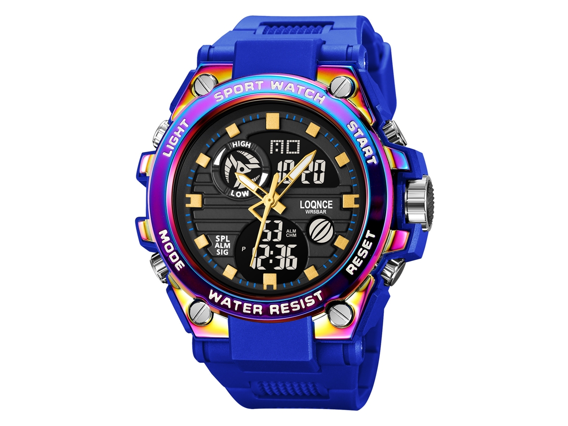 Reloj Electrónico Multifuncional E Impermeable De Doble Pantalla (azul Vibrante) Para Estudiantes.