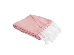 Manta Plaid 100% Algodón Rosa Con Flecos 180x220cm Zigora