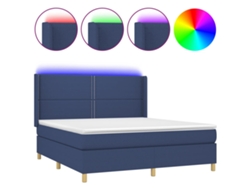 Maison Exclusive - Cama Box Spring Colchón Y Luces Led Tela Azul 180x200 Cm