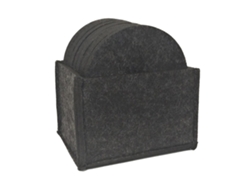 14 Posavasos Redondos De Fieltro Gris Oscuro Con Caja Para Bebidas Y Vasos De Mesa.