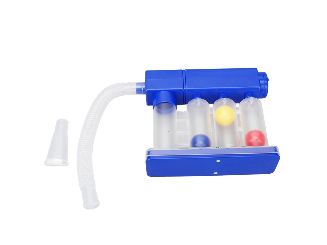 Ejercitador pulmonar de respiración profunda con sistema de medición de aire.
