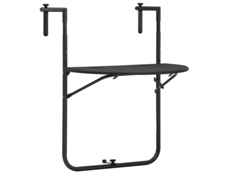 MAISON EXCLUSIVE Mesa balcón colgante plástico aspecto ratán marrón 60x64x83,5cm