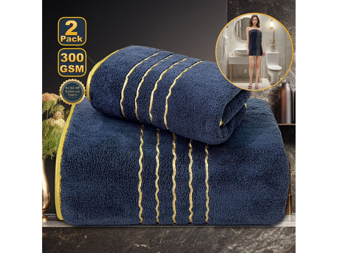 Conjunto De 2 Peças Toalhas De Banho Em Lã Coral Altamente Absorventes,preto,35x75cm/86x170 Gertiz