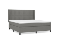 Maison Exclusive - Cama Box Spring Con Colchón Tela Gris Oscuro 180x200 Cm