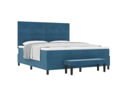 Maison Exclusive - Cama Tipo Box Spring Azul Oscuro 200 X 180 Cm Terciopelo