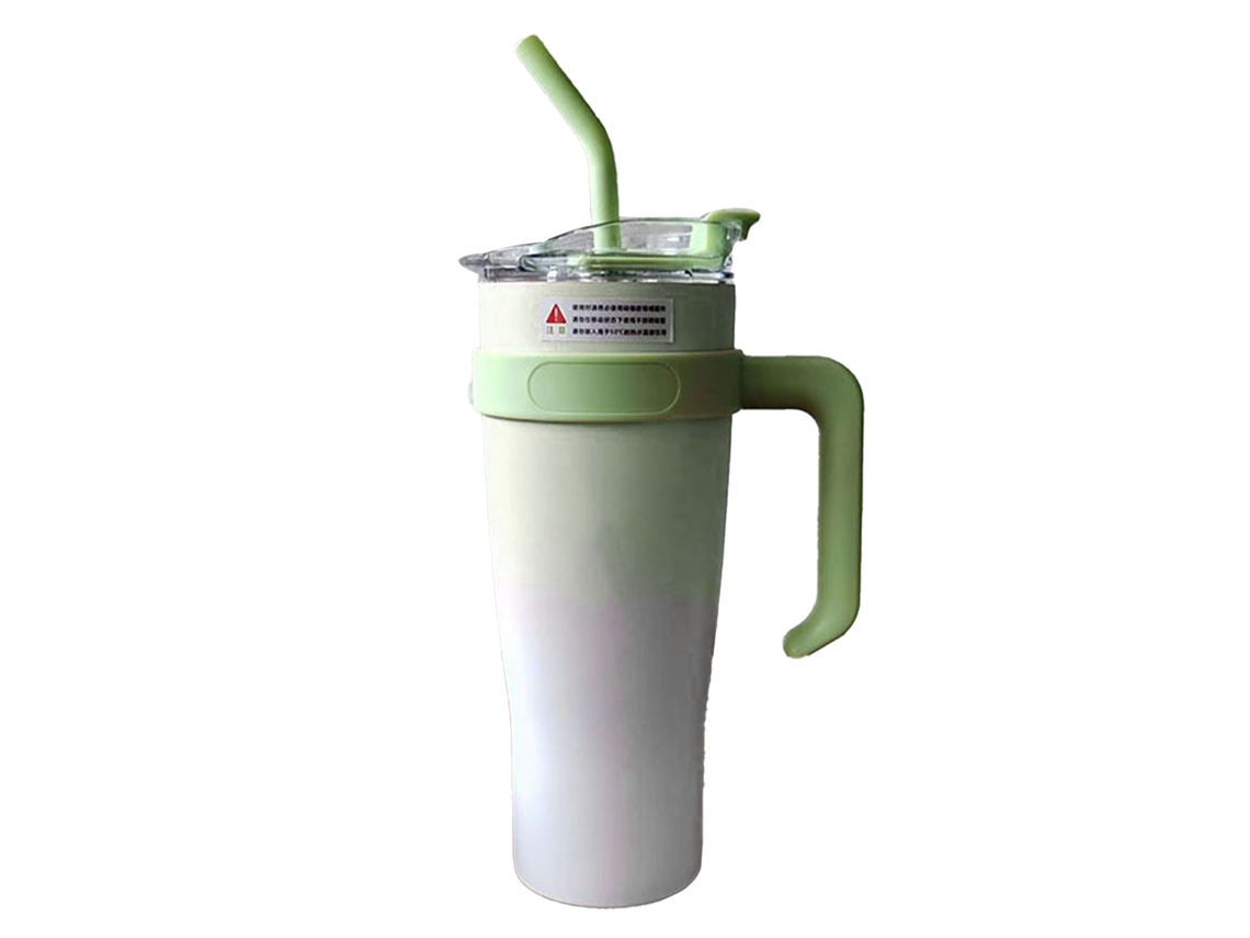 Taza térmica de acero inoxidable de 1250 ml con pajita verde degradada
