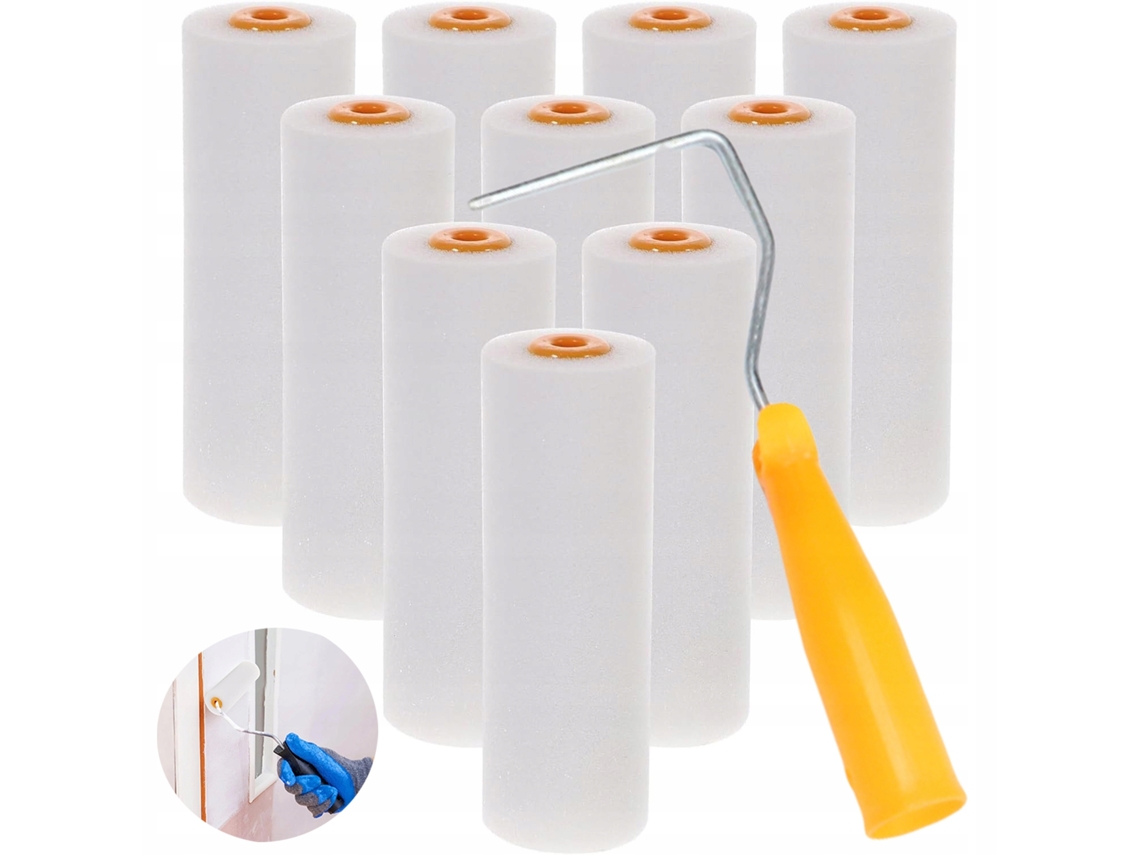 Juego de 10 rodillos de poliuretano de 10 cm | Alta calidad | Para barnices y pinturas al agua