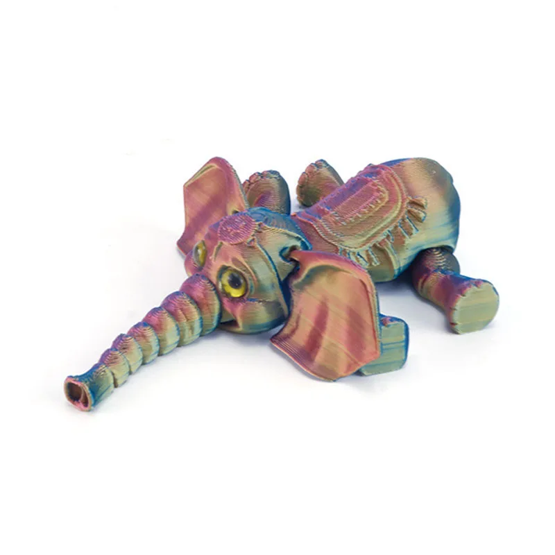Lindo Juguete De Elefante De Dibujos Animados Impreso En 3d Con Extremidades Articuladas.
