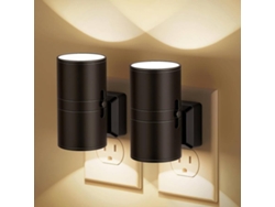 Luces nocturnas con enchufe de pared, modernas luces nocturnas con sensor de luz del anochecer al amanecer, blanco suave 3000K (negro)