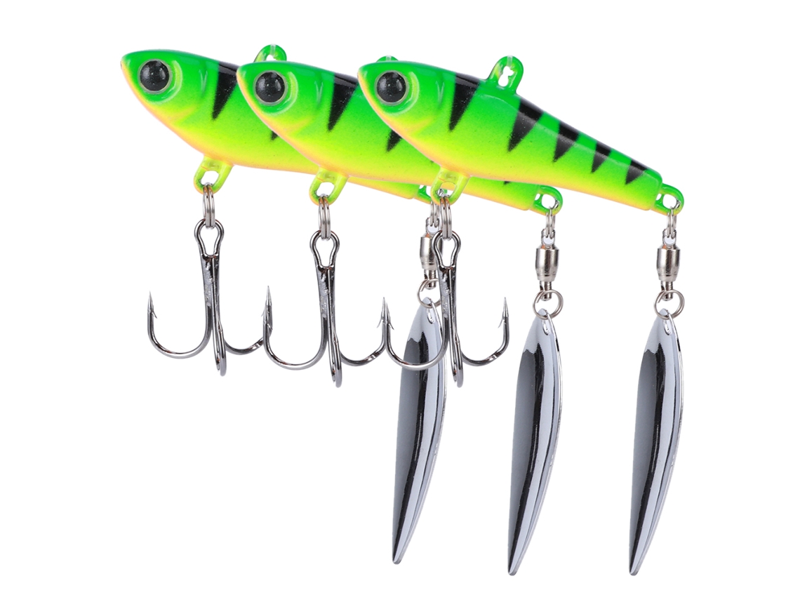 Danu26-3pcs Señuelos Artificiales De Aluminio Giratorio Con Lentejuelas Para Pesca, Señuelo Duro Largo Alcance Negro Verde