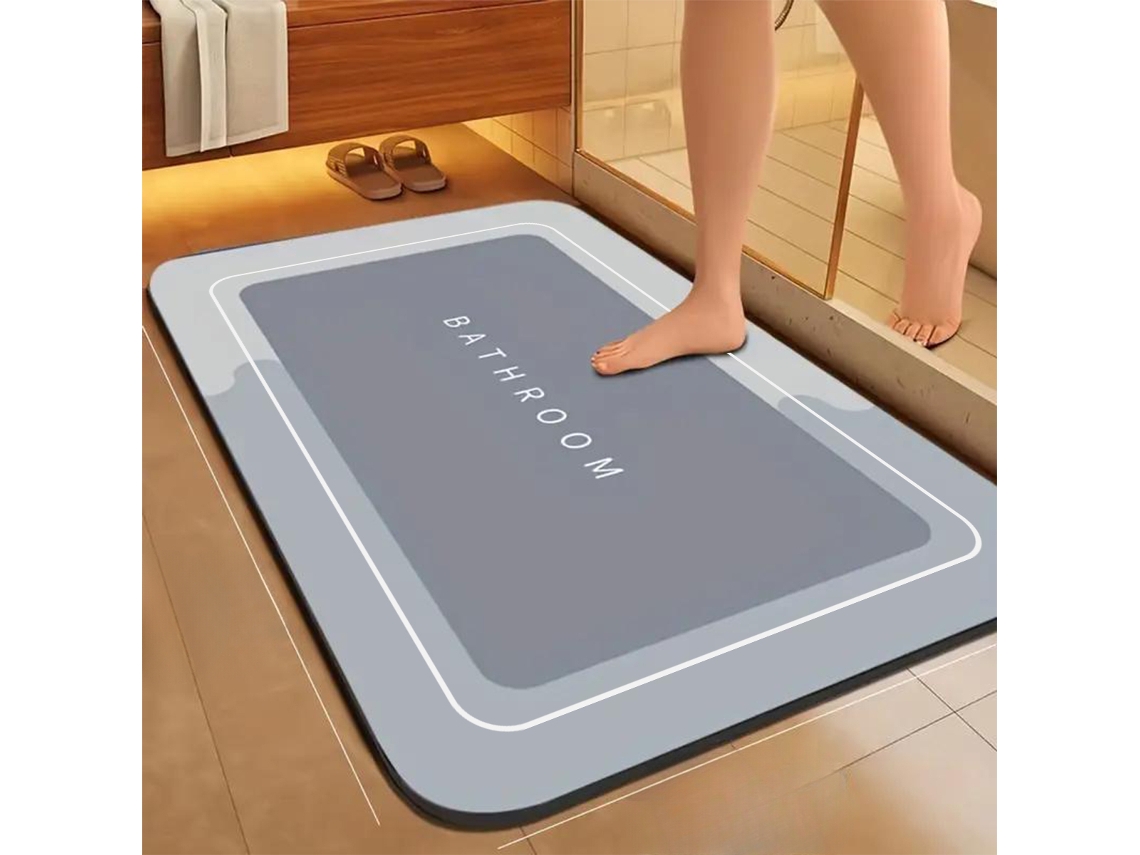 (gris Claro) Alfombra De Baño De Tierra De Diatomeas Resistente A Las Manchas Y Antideslizante, Alfombra De Cocina Absorbente Y De Secado Rápido