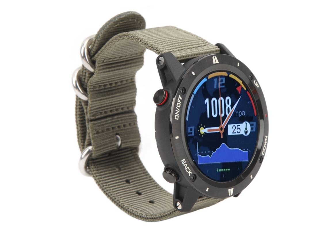Reloj deportivo inteligente de 1,28 pulgadas, IP68, para correr y nadar, color verde oliva.