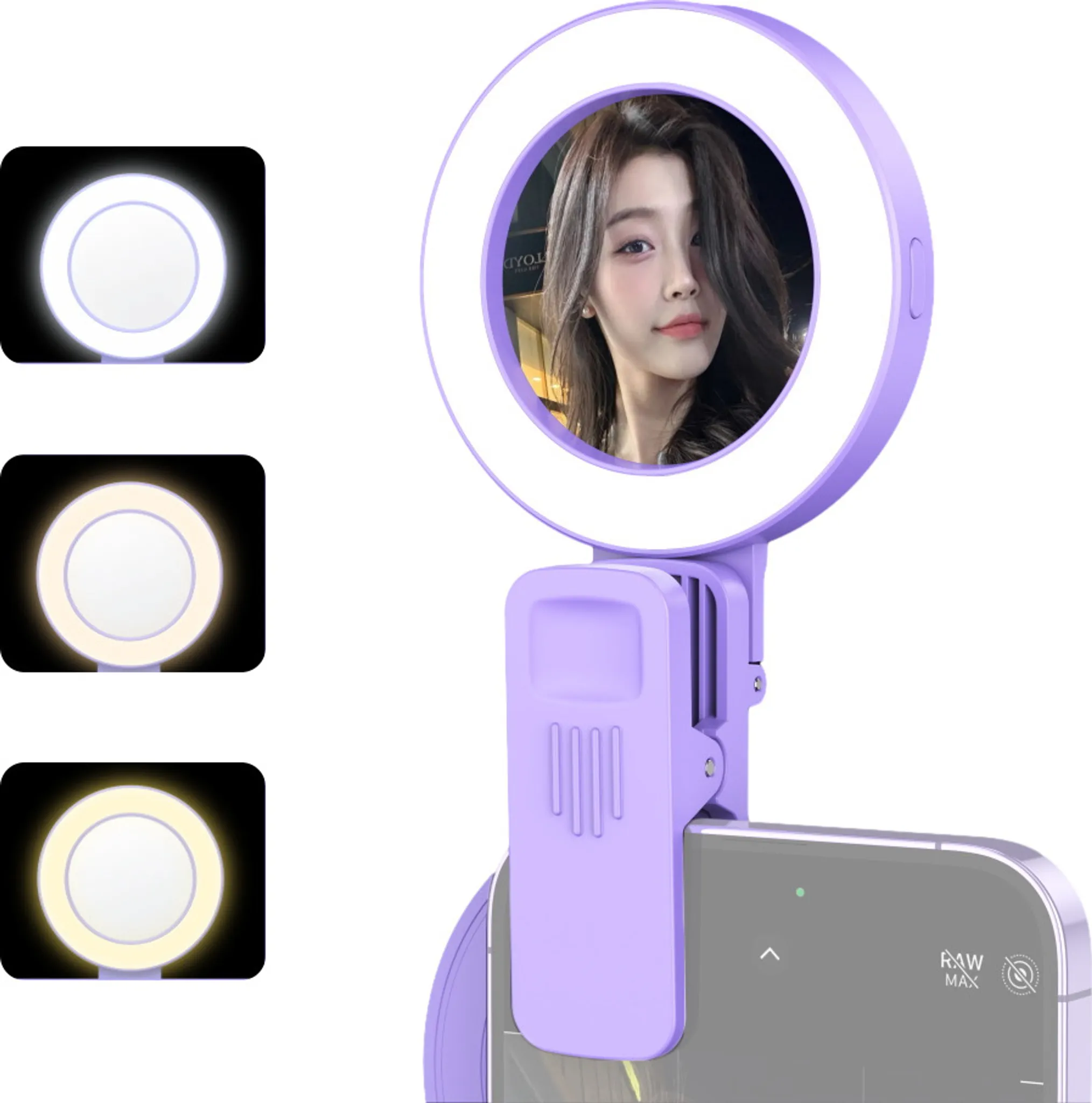 Espejo Selfie, Luz Circular, Rotación De 180°
