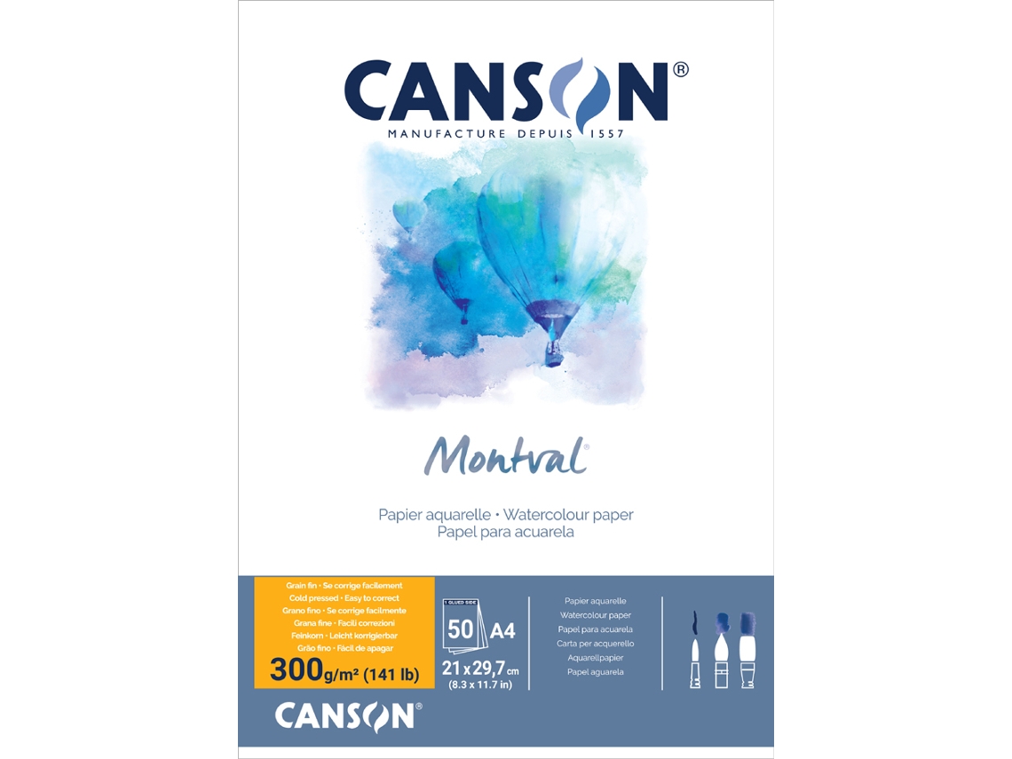 Bloco de Acuarela CANSON Montval Din A3 100 Hojas