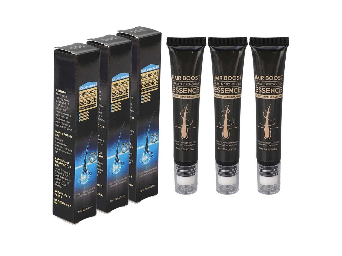 3pcs Sérum Orgânico Para Crescimento Capilar Com Rolo 20ml - Massagem Nutritiva E Cuidado Capilar