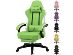 Gtplayer Silla De Gaming Ergonómica, Sillón De Juego, Silla De Escritorio, Cuero Sintético, Asiento Con Muelles, 150 Kg, Verde