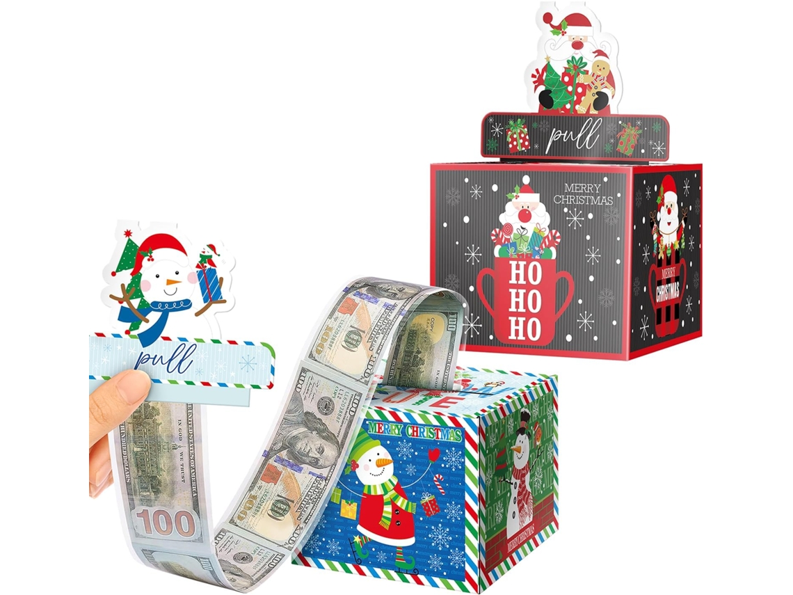 Juego de 2 cajas de regalo navideñas para dinero, organizador de dinero DIY con 100 bolsas transparentes Aeuzwr