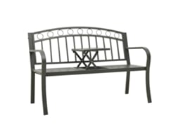 Banco de jardín con mesa de 120 cm, acero gris, DKD Home Decor