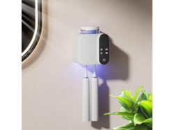 Soporte de pared para cepillos de dientes eléctricos con 1 vaso y 2 compartimentos, secador solar blanco Aeuzwr
