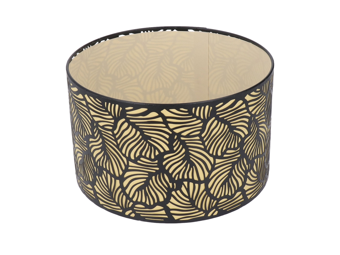 Lámpara De Mesa De Metal Hueco Con Forro Amarillo Para Base E27/e14