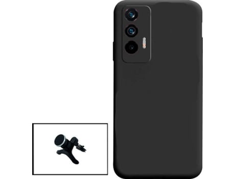 Kit Soporte Magnético Reforzado de Coche y Funda Silicona Liquida Realme GT Neo PHONECARE Negro