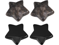 Piedras Decorativas Obsidiana Negra Natural Forma Estrella 30 Juego 4 Cristales Pulidos Decoración Halloween
