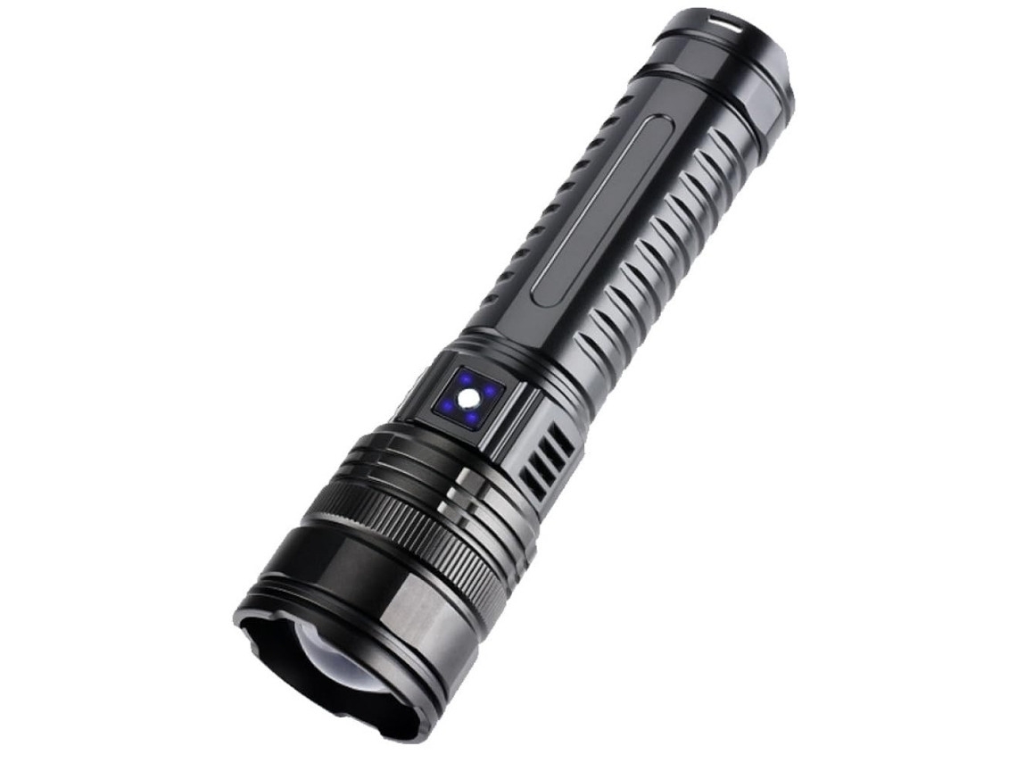 Linterna portátil, potente y recargable ELORY con zoom y largo alcance.