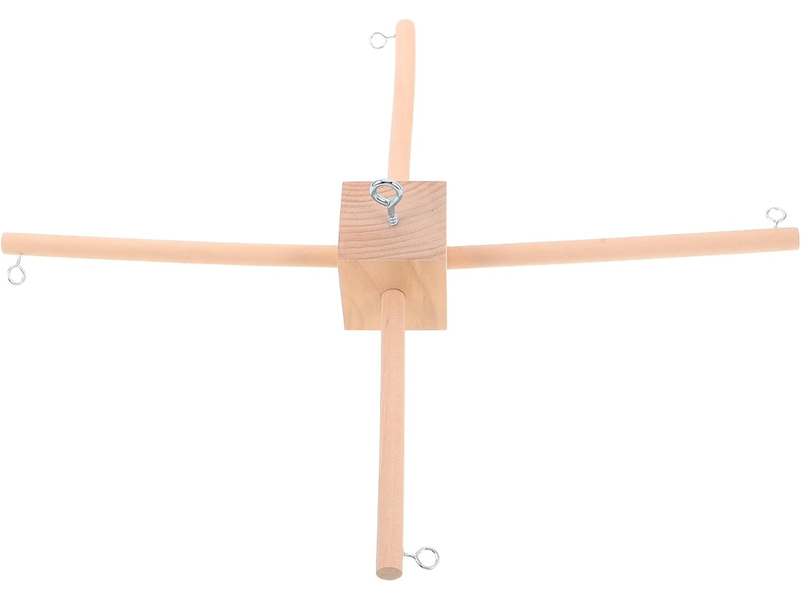 Móvil Madera Armar Soporte Cuadrado 3 Secciones Campanillas Viento Habitaciones Niños Niñas Accesorios Natural