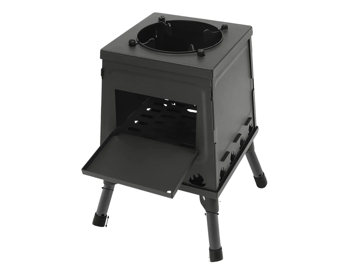 Estufa de leña, diseño portátil, calefacción eficiente, color negro (OEM).