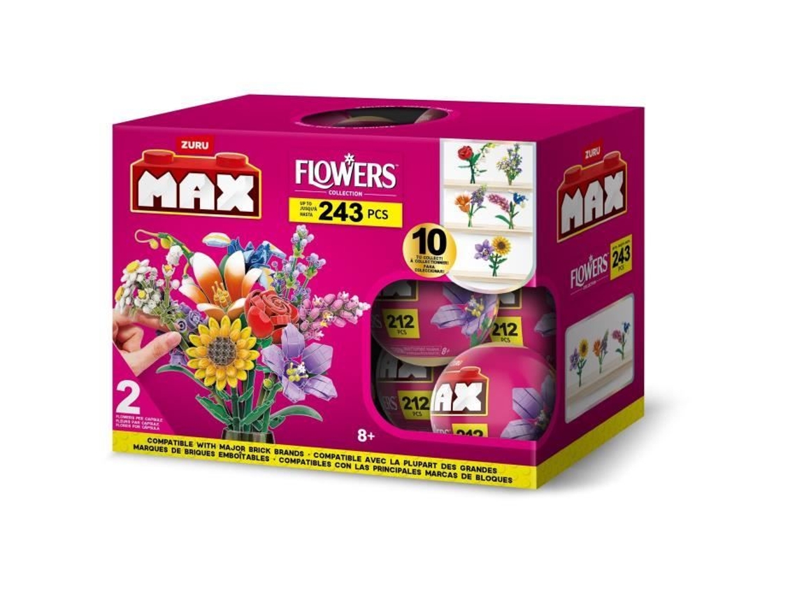Juego de construcción de flores largas Zuru de 243 piezas. Máximo 10 diseños de ramos para armar.