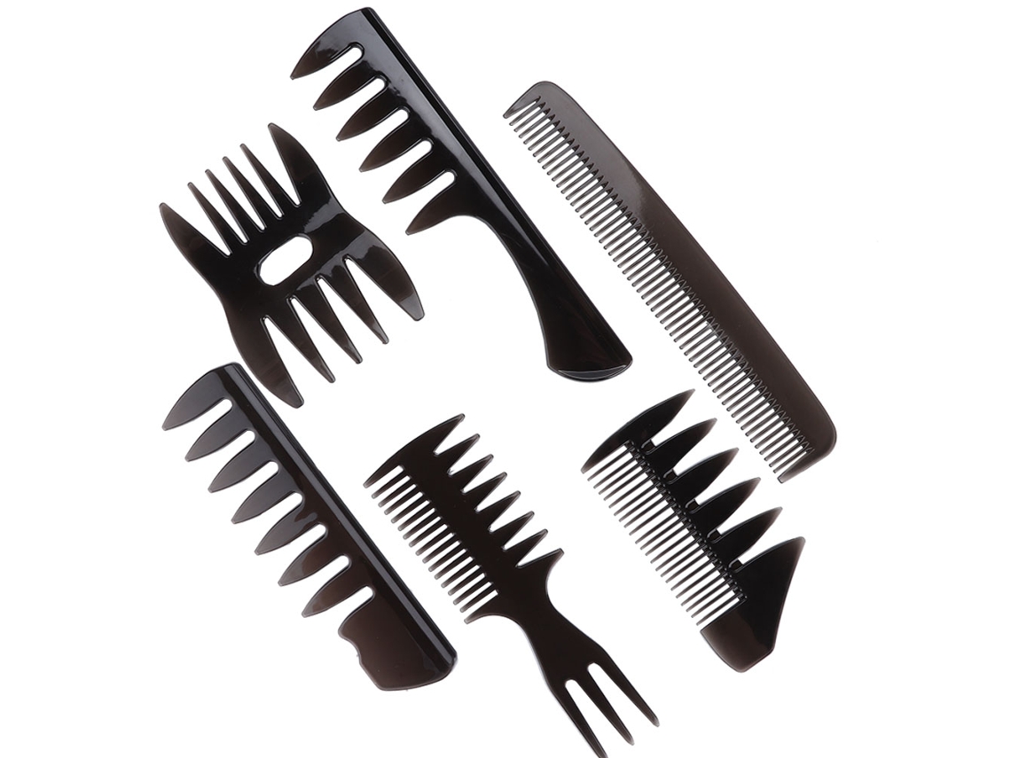 Conjunto de 6 peças de pentes retrô para cabelo, pente portátil com dentes longos, ideal para uso doméstico.