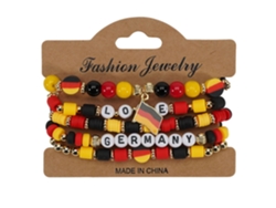 Juego Pulseras Cuentas Bandera Alemania Negro Rojo Amarillo, Joya En Capas Para Aficionados Al Fútbol Y Actos Patrióticos